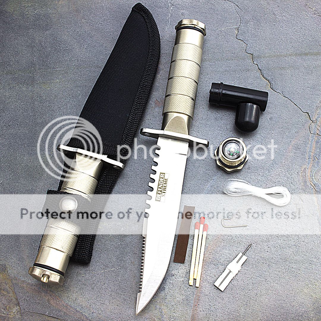 8.5" SURVIVAL TACTICAL SERRATED HUNTING KNIFE w/ SHEATH Bowie Combat Fixed Blade eBay